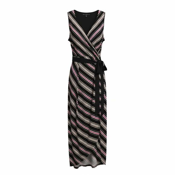 White House Black Market Striped Maxi Dress Black and Pink Size Large EUC - Picture 4 of 13